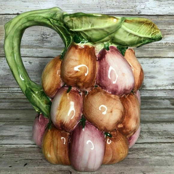 Vintage San Marco Italy Majolica Eggplant Pitcher